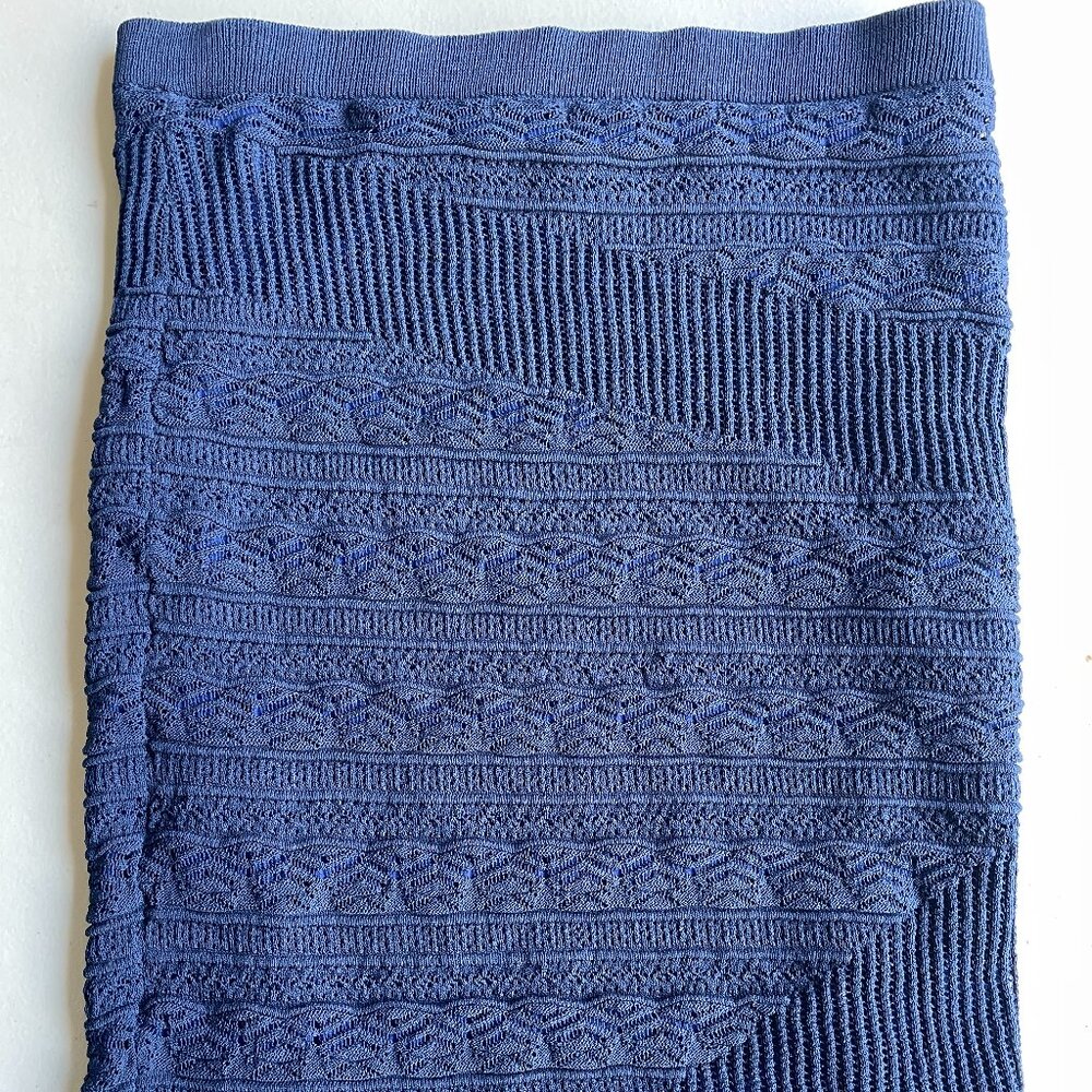 Crochet Knit Blue Mini Skirt M Lined Textured Mermaidcore 19" Rachel Rachel Roy